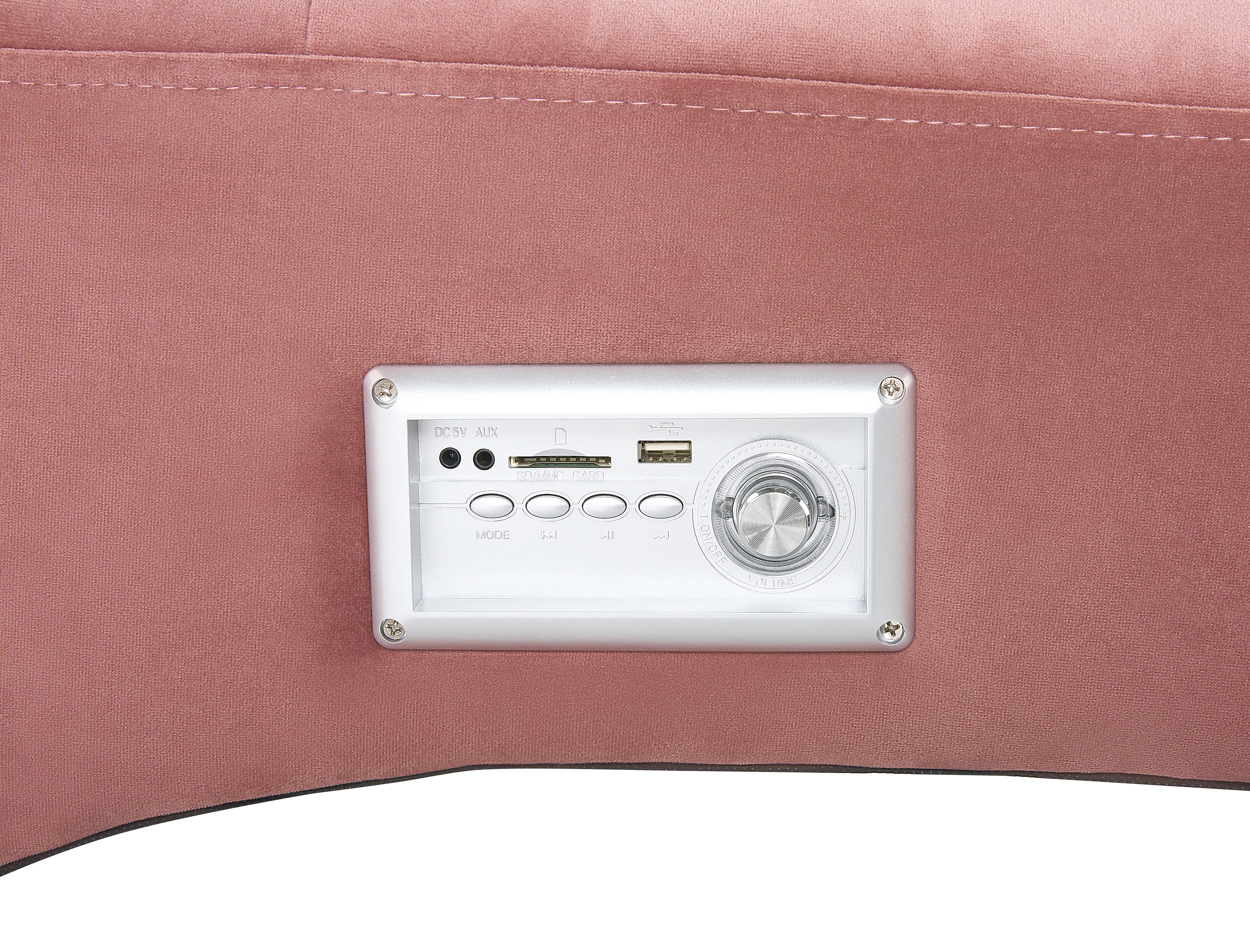Chaise longue SIMORRE Fluweel Pastelroze met ingebouwde Bluetooth speaker
