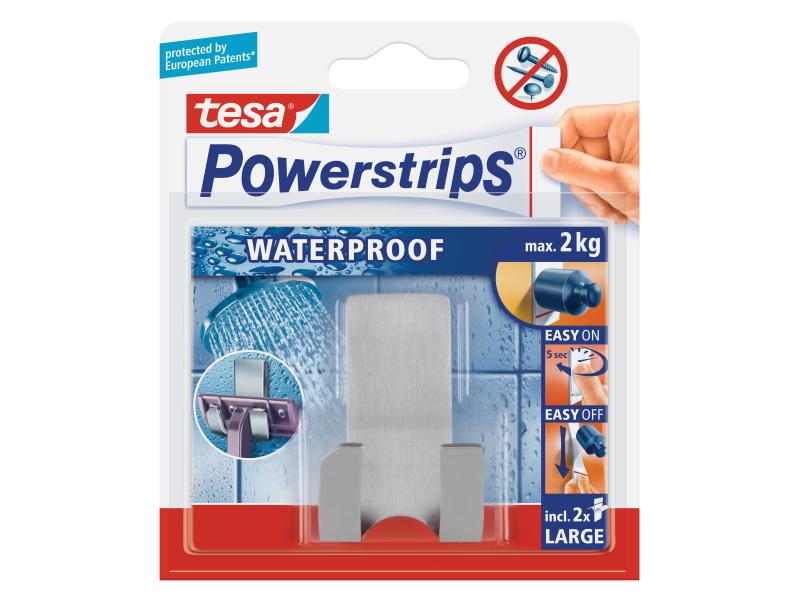 tesa Haken Powerstrips WP 2 kg Rasiererhalter Silber Rasiererhalter mit Powerstrips-Befestigung