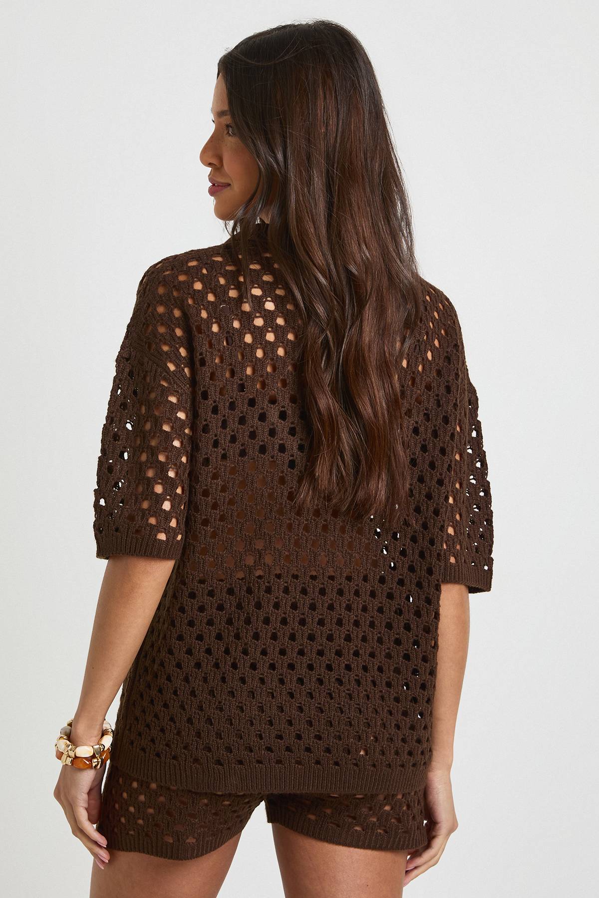 boohoo Ensemble Chemise De Plage Oversize Au Crochet Et Short Assorti