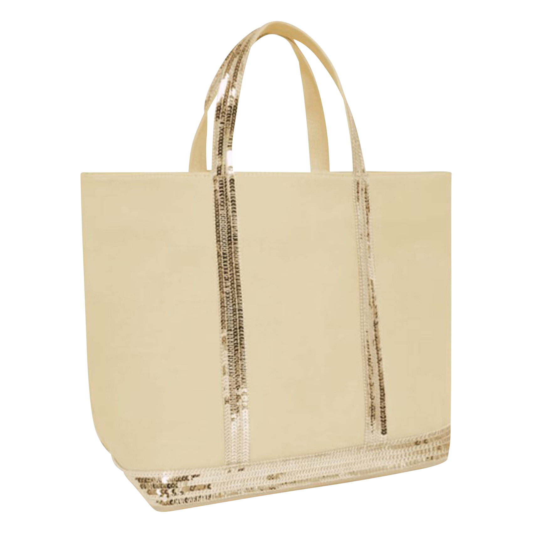 Cabas M à sequins en toile de coton| Vert