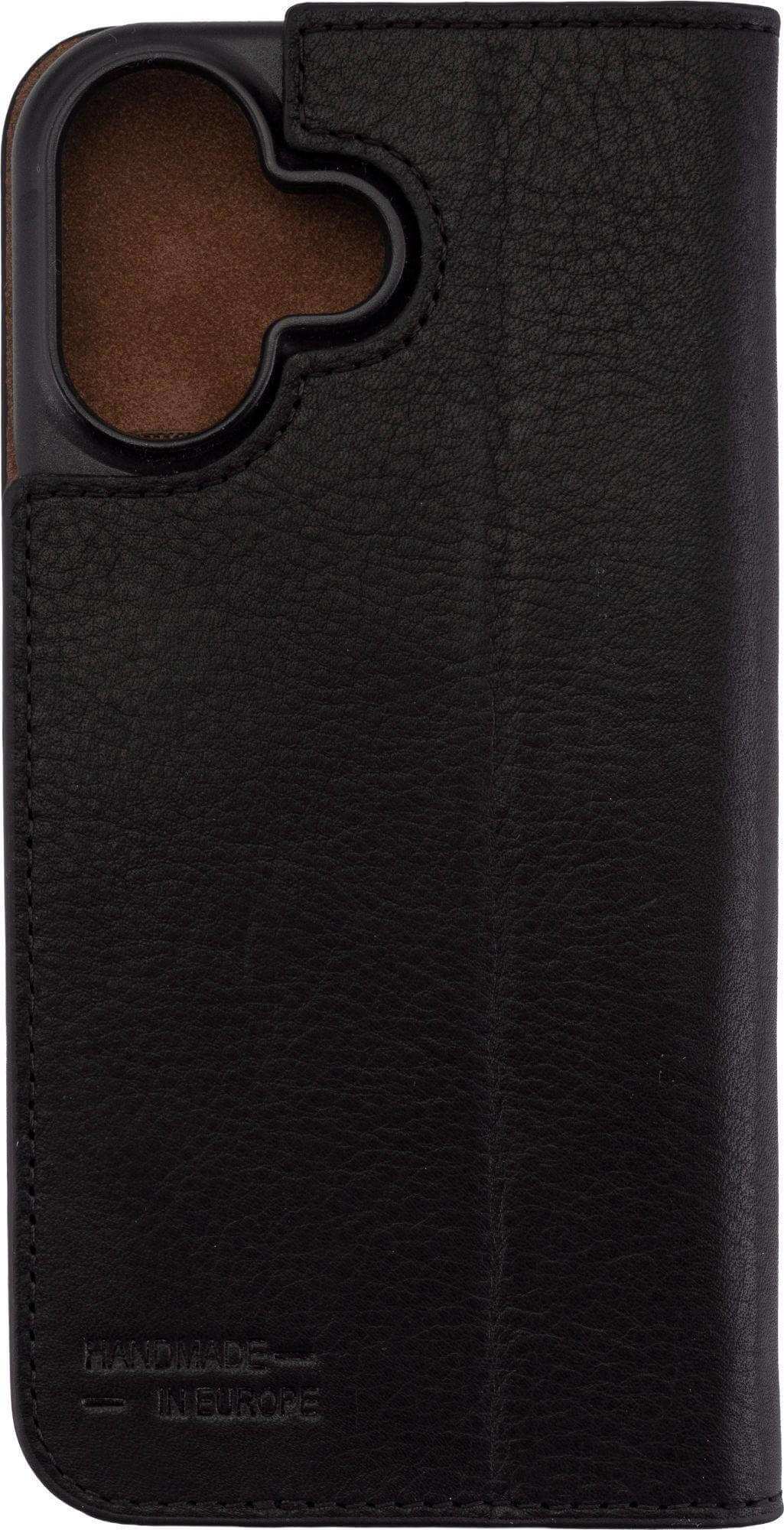 iPhone 17 Echtleder Bookcase Hülle Tegel (11123) - Schwarz
