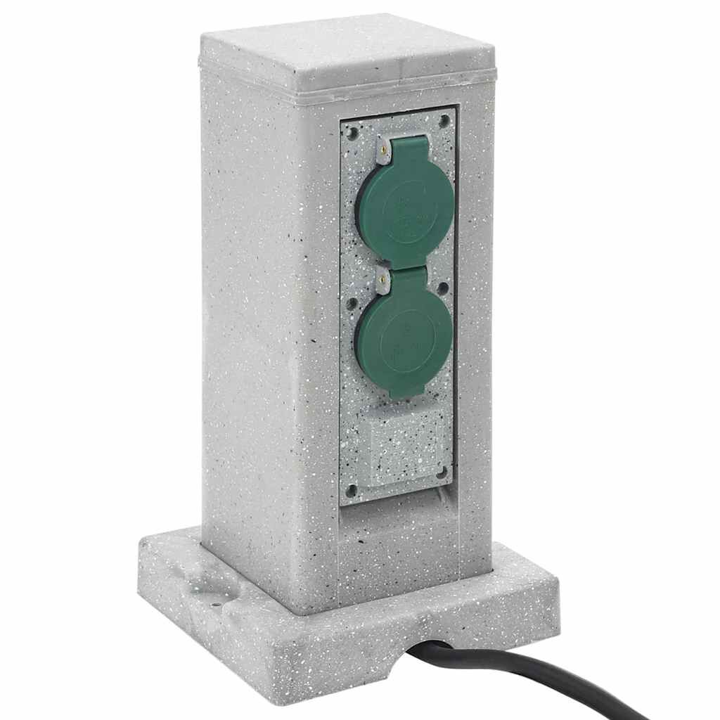vidaXL Tuinstopcontactsplitter met pen, 4 stopcontacten, imitatiesteen
