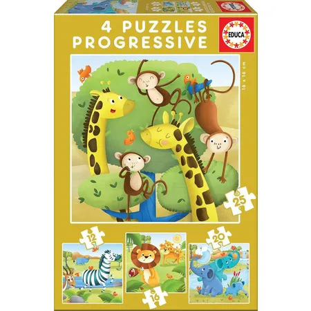 Educa Puzzle - Wild animals, 12/16/20/25 Teile