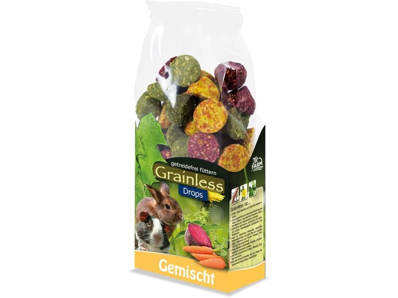 JR Farm Snack Drops gemischt Grainless, 140 g Ergänzungsfuttermittel für alle Nager und Zwergkaninchen