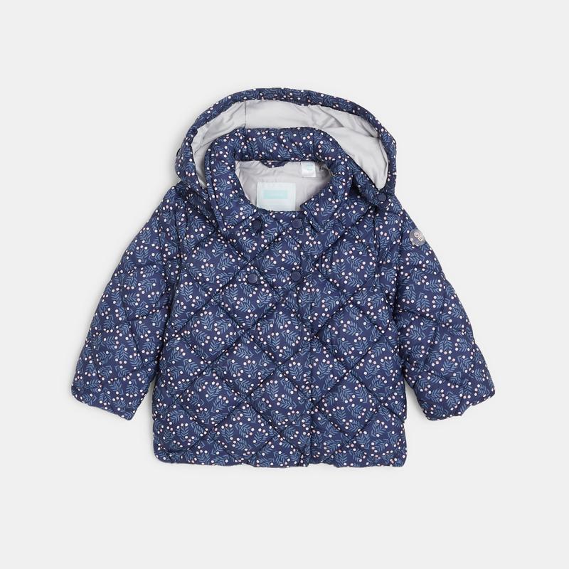 Doudoune légère matelassée fleurie bleue bébé fille Bleu