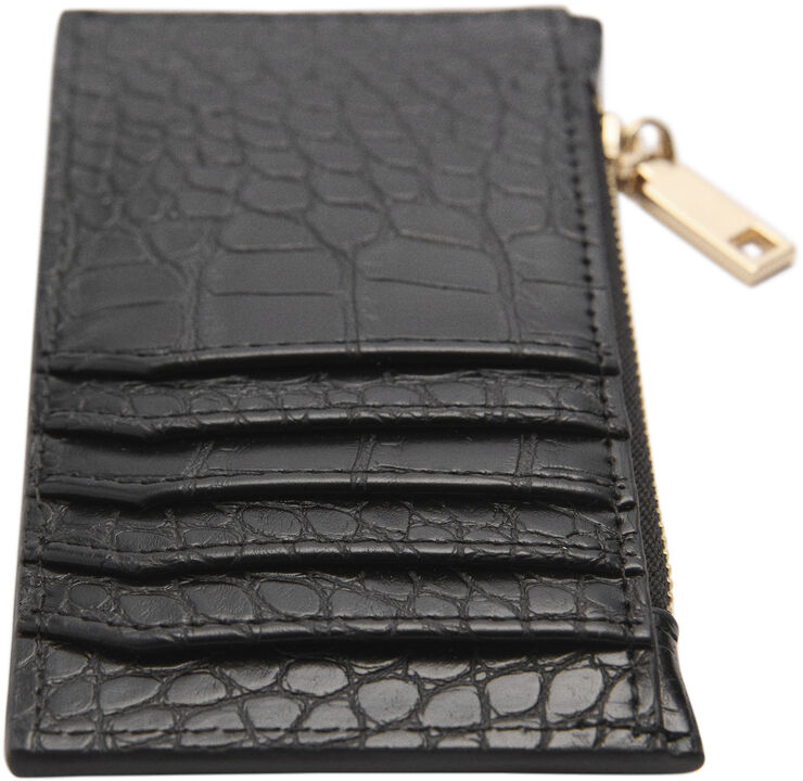 MANGO Animal print effect card holder Black