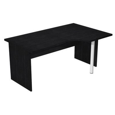 Bureau compact Trend - retour à droite avec pieds panneaux + pied de renfort - L160 - plateau imitation frêne noir