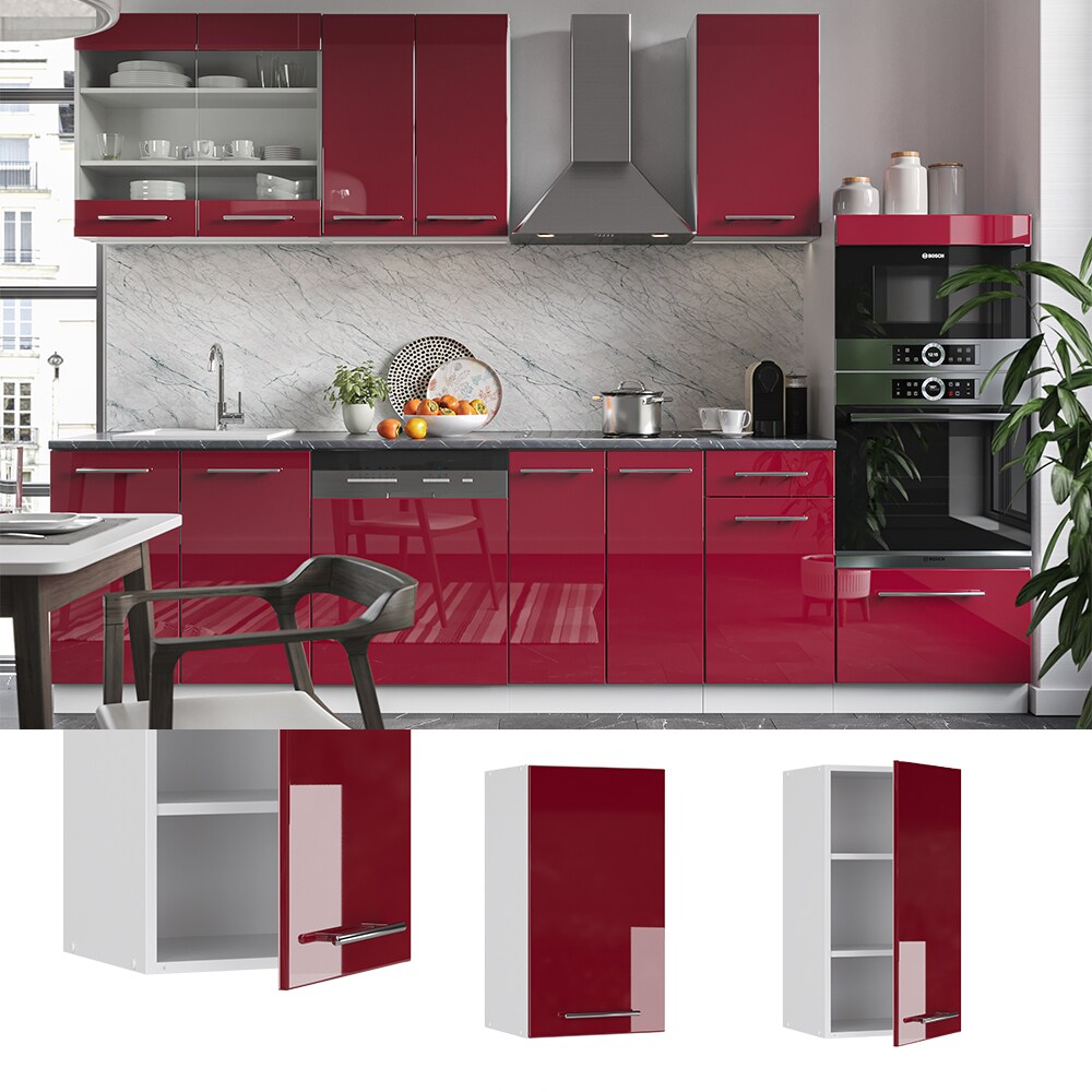 VICCO Hängeschrank 40 cm Bordeaux Hochglanz Küchenschrank Hängeschrank Küchenzeile Fame-Line