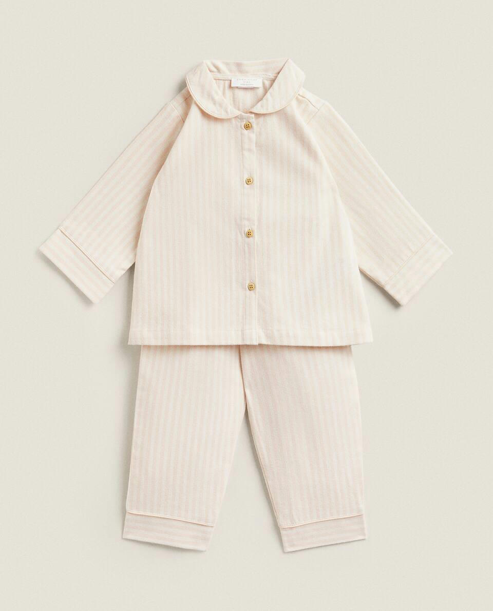 Conjunto de pijama infantil de flanela listrada