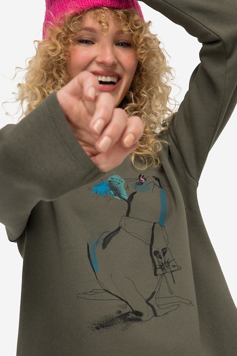 Sweatshirt, Robben-Print, Rundhals, Langarm