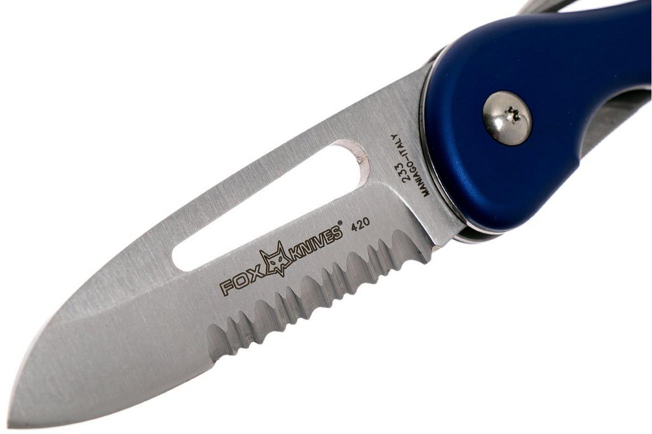Fox 233B Sailing knife, blauw aluminium