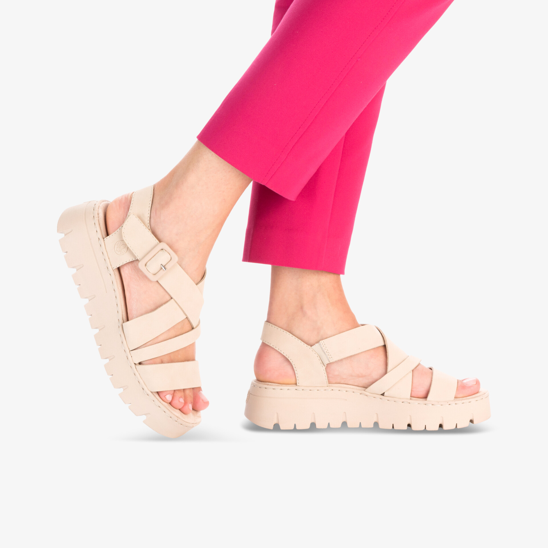 rieker Damen Plateausandalen beige