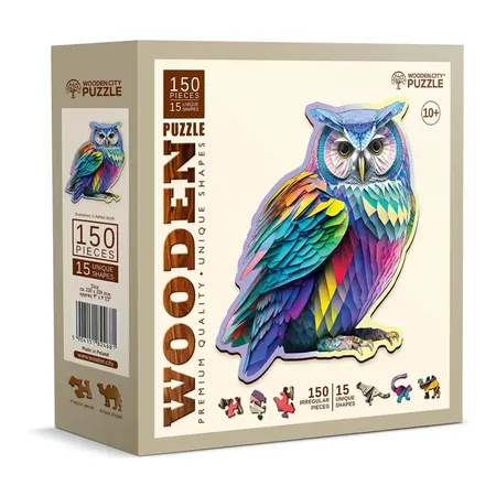 Wooden City Puzzle aus Holz - Trendy Owl, 150 Teile