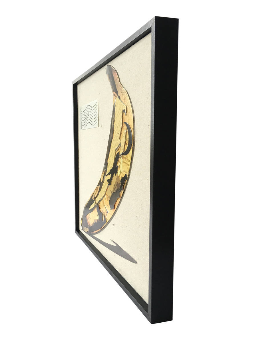 Wandbild - Banana - Handarbeit - 42x42 cm