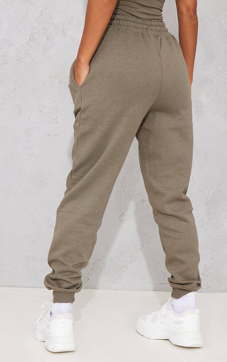 Sage Khaki Prettylittlething Joggers Taille Haute Avec Revers