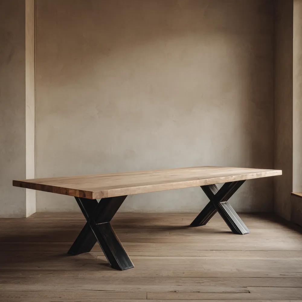 Esstisch Massivholz 200x100x75 cm - Natur - Industrielles Design