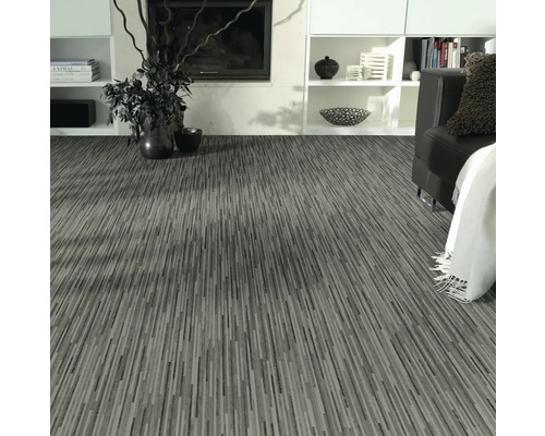 Elara PVC vloer, fijnstrooksparket, antraciet metallic, 300 cm breed (per meter verkocht)