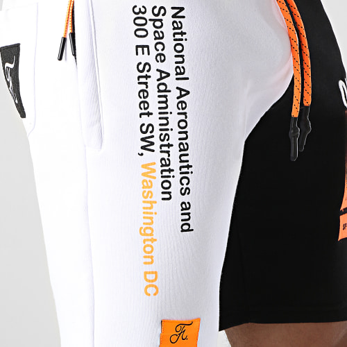 Short Jogging Half Limited Edition Noir Blanc Détails Orange Fluo