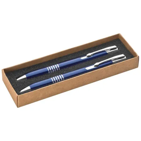 Macma Schreibset aus Metall, bestehend aus Kugelschreiber + Druckbleistift, blau