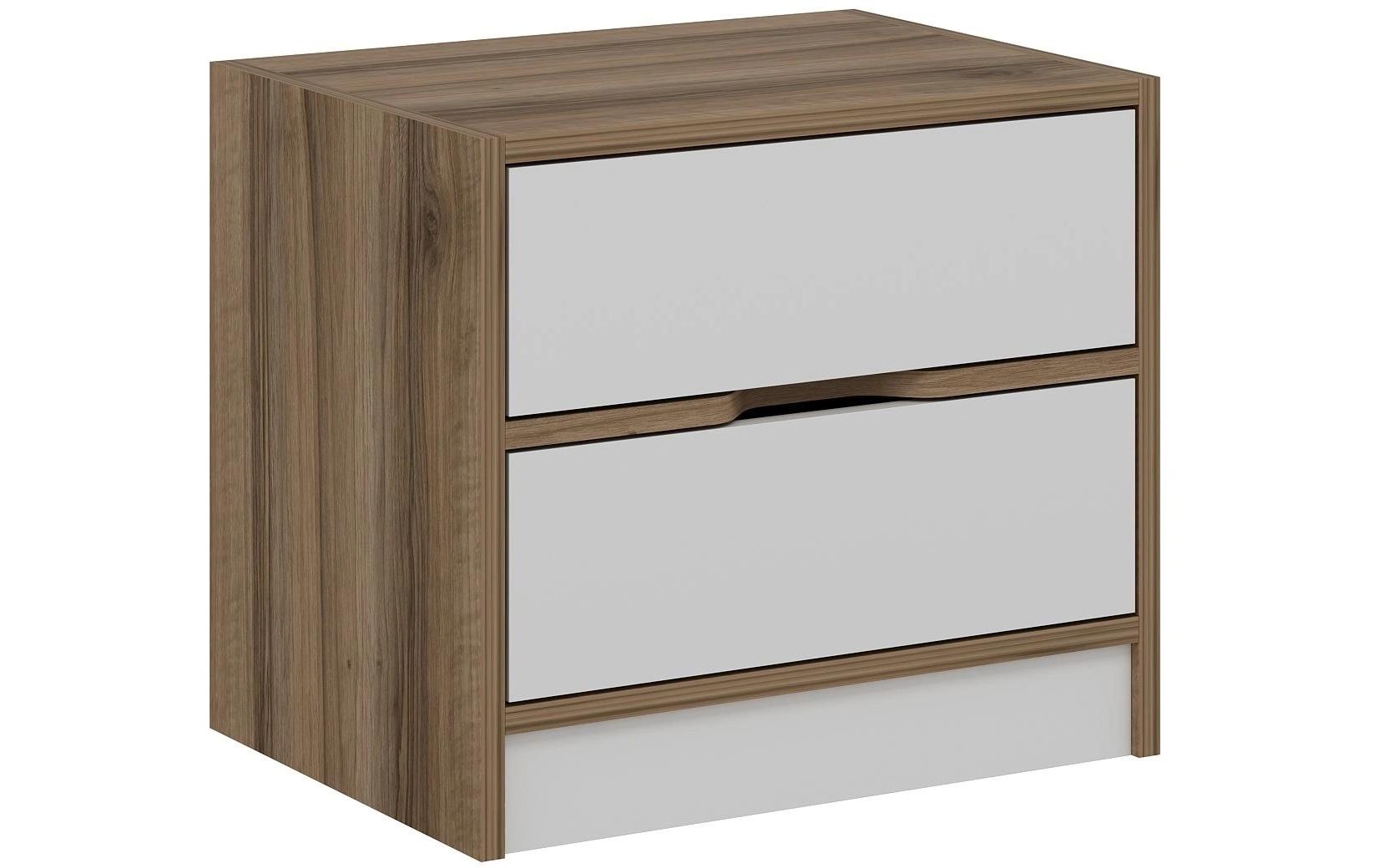 Nachttisch Elina 54 x 40 x 47 cm, Weiss/Braun<br>Nachtkommode