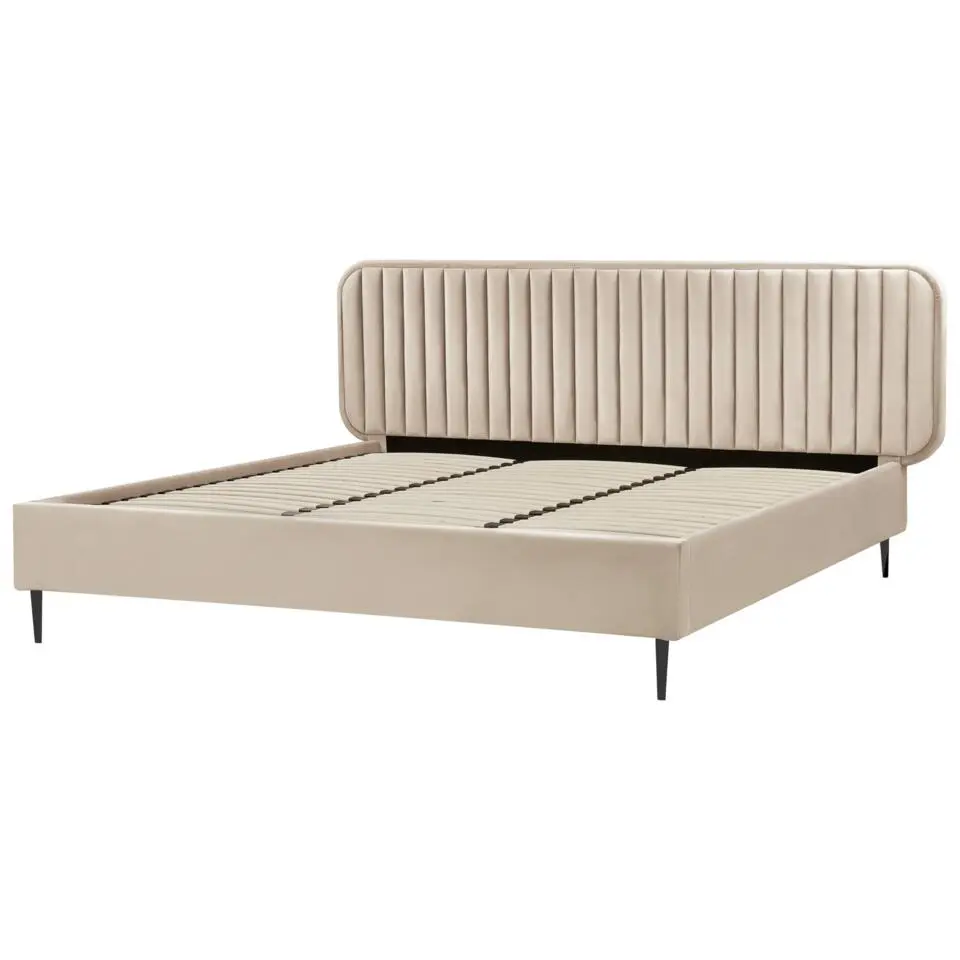 BRIN - Tweepersoonsbed - Taupe - 180 x 200 cm - Fluweel