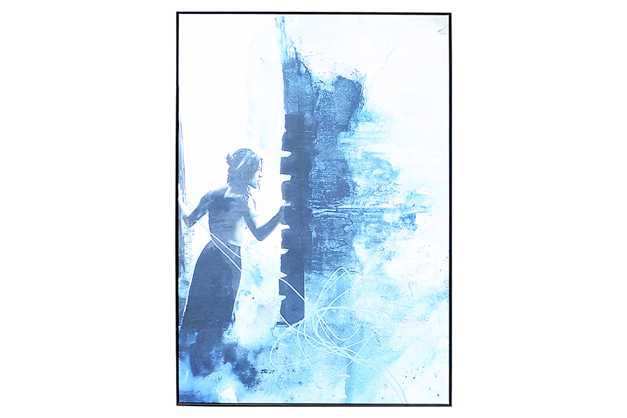 Blue Sight bilde Blått kunstprint på lerret med sort ramme. 70x100 cm.
