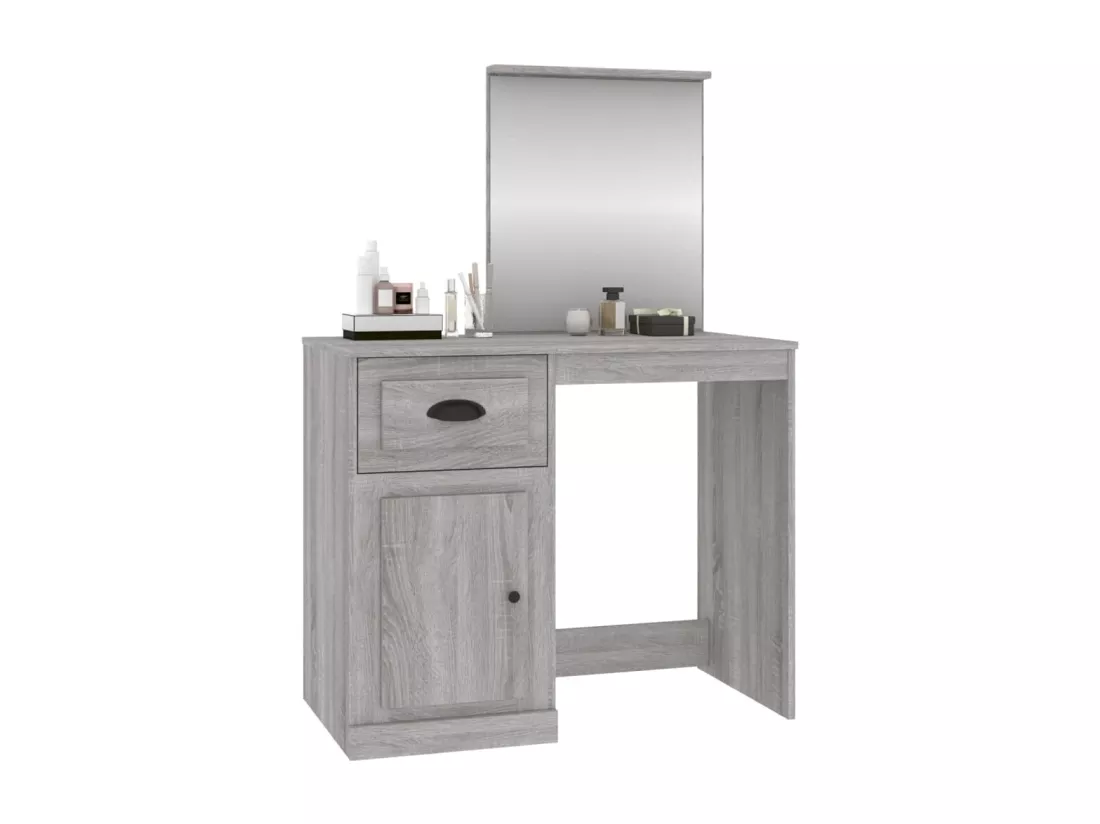 Coiffeuse avec miroir sonoma gris 90x50x132,5cm bois ingénierie