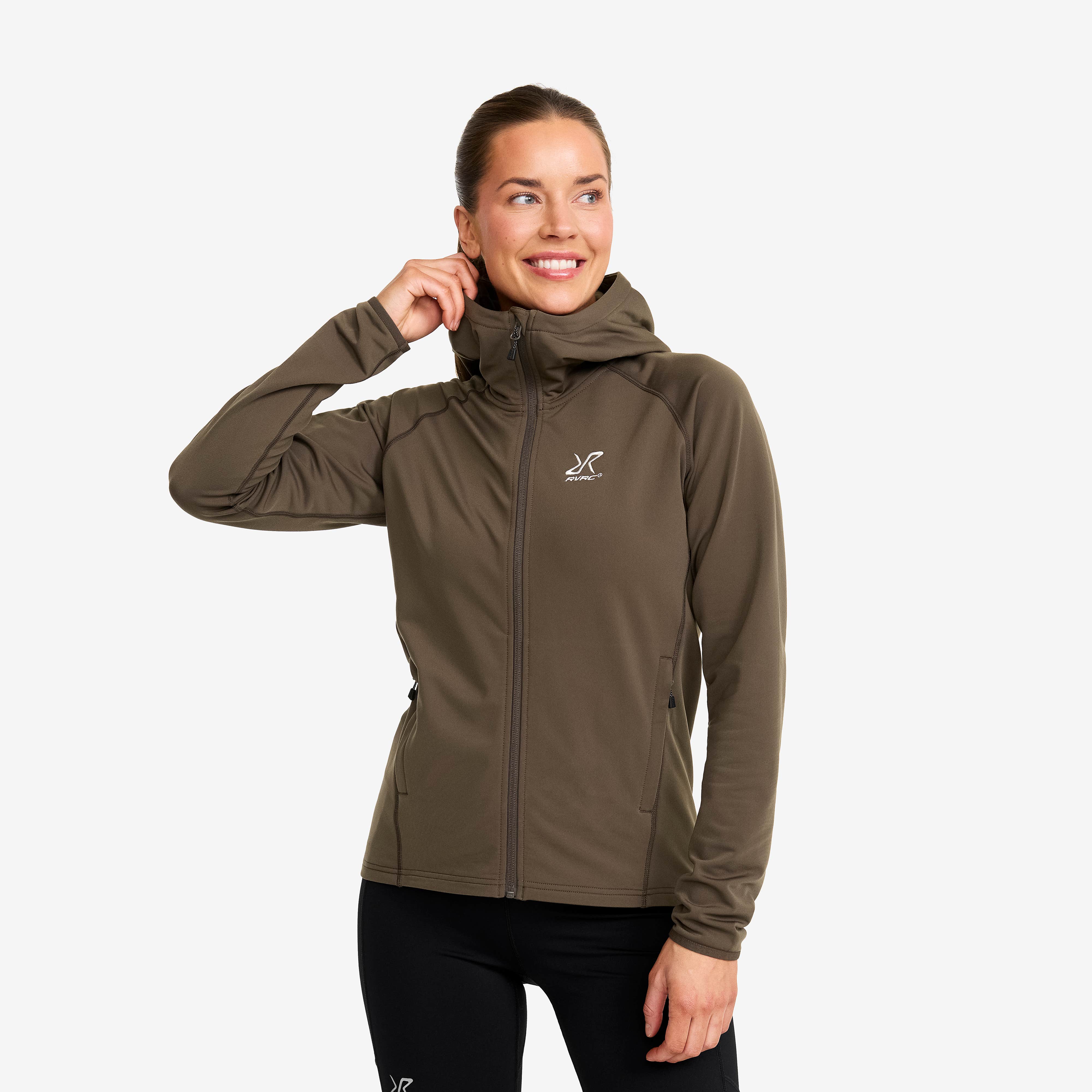 Evolution Light Stretch Fleece Hoodie Dame Moss Gray