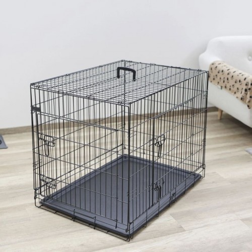 Caixa de transporte para cães Kerbl, preta e resistente.