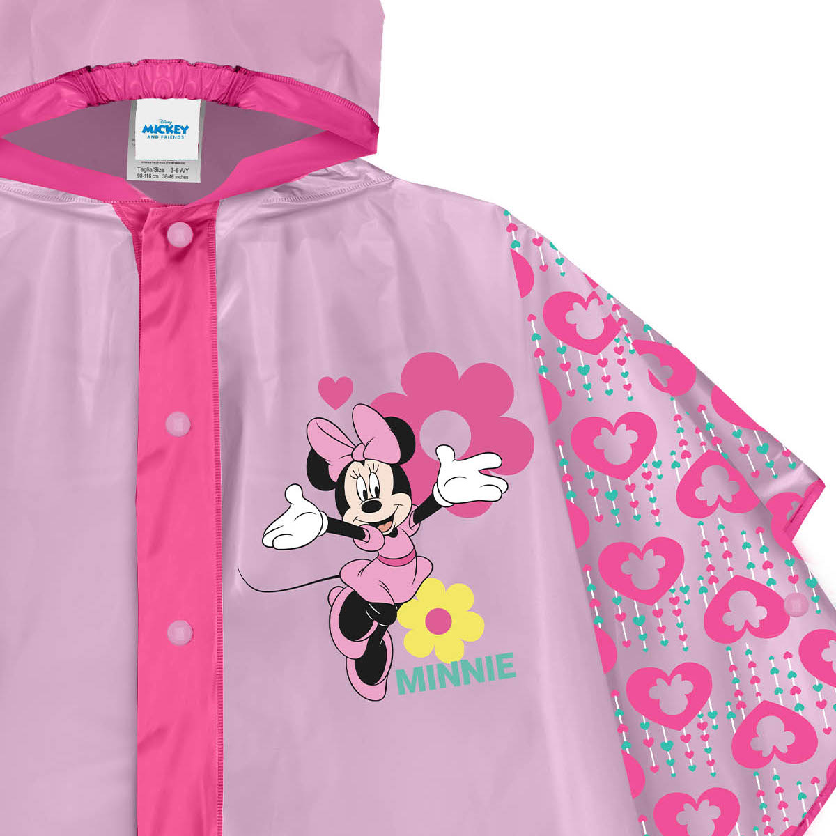 Capa de chuva da Minnie Mouse, para crianças de 3 a 6 anos.