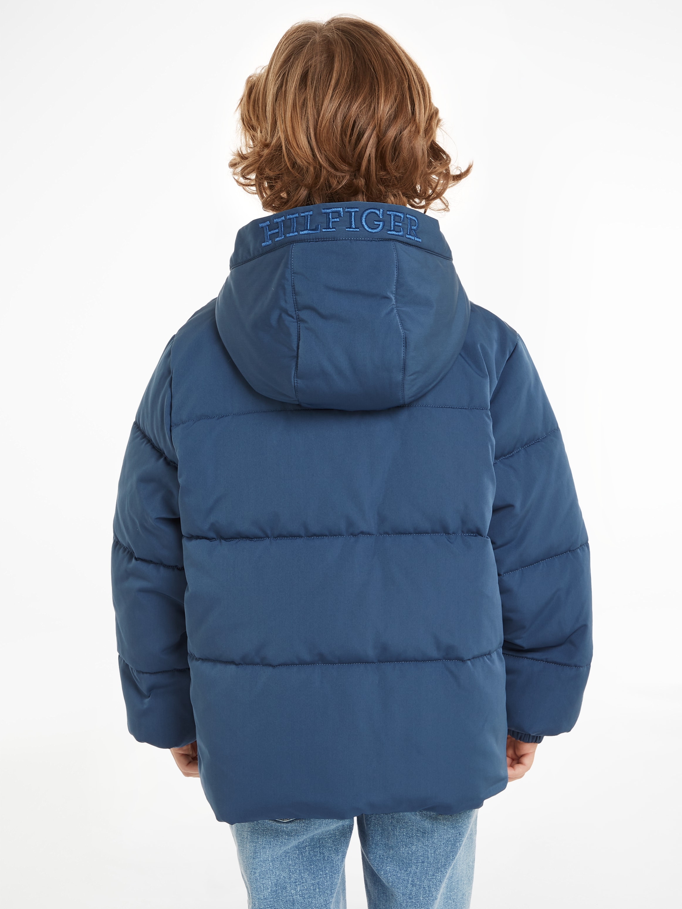Tommy Hilfiger Steppjacke »MONOTYPE PADDED PUFFER JACKET« mit Kapuze Baby bis 2 Jahre, mit Kapuze, Gummizug am Ärmel