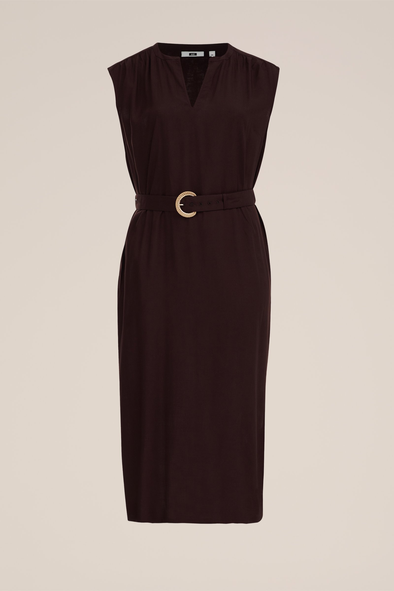 jurk met ceintuur - Curve WE Fashion Donkerbruin