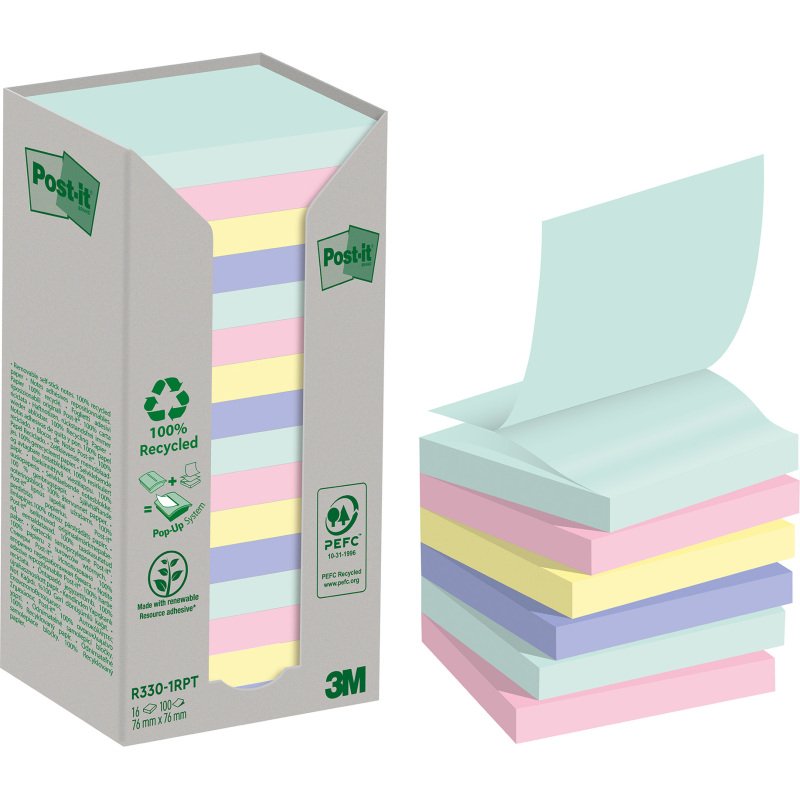 Z-notes repositionnables recyclées couleur nature Post-it 76 x 76 mm - bloc de 100 feuilles