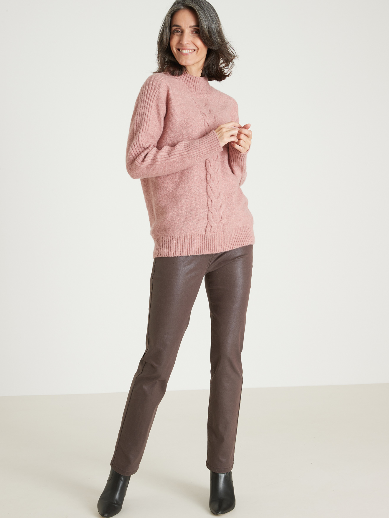 Pull col montant en jersey envers