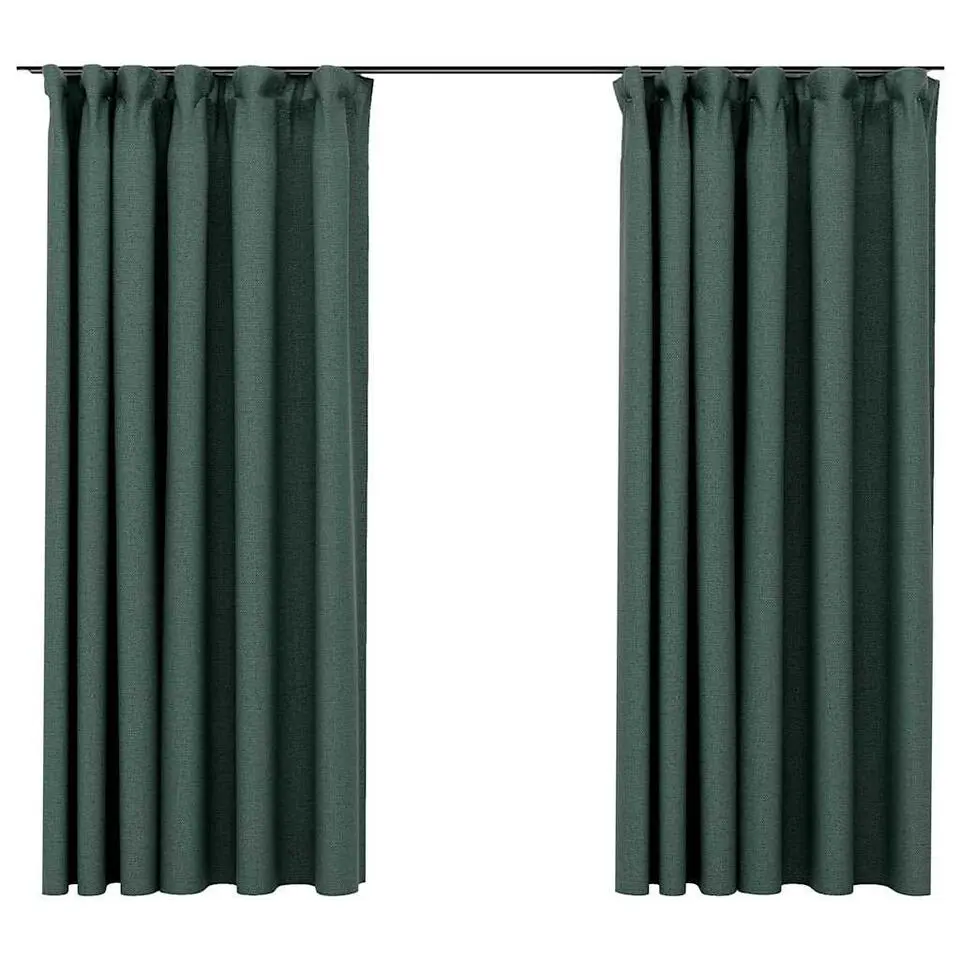 vidaXL - Gordijnen verduisterend - Groen - Stof - 140 x 175 cm - 2 stuks