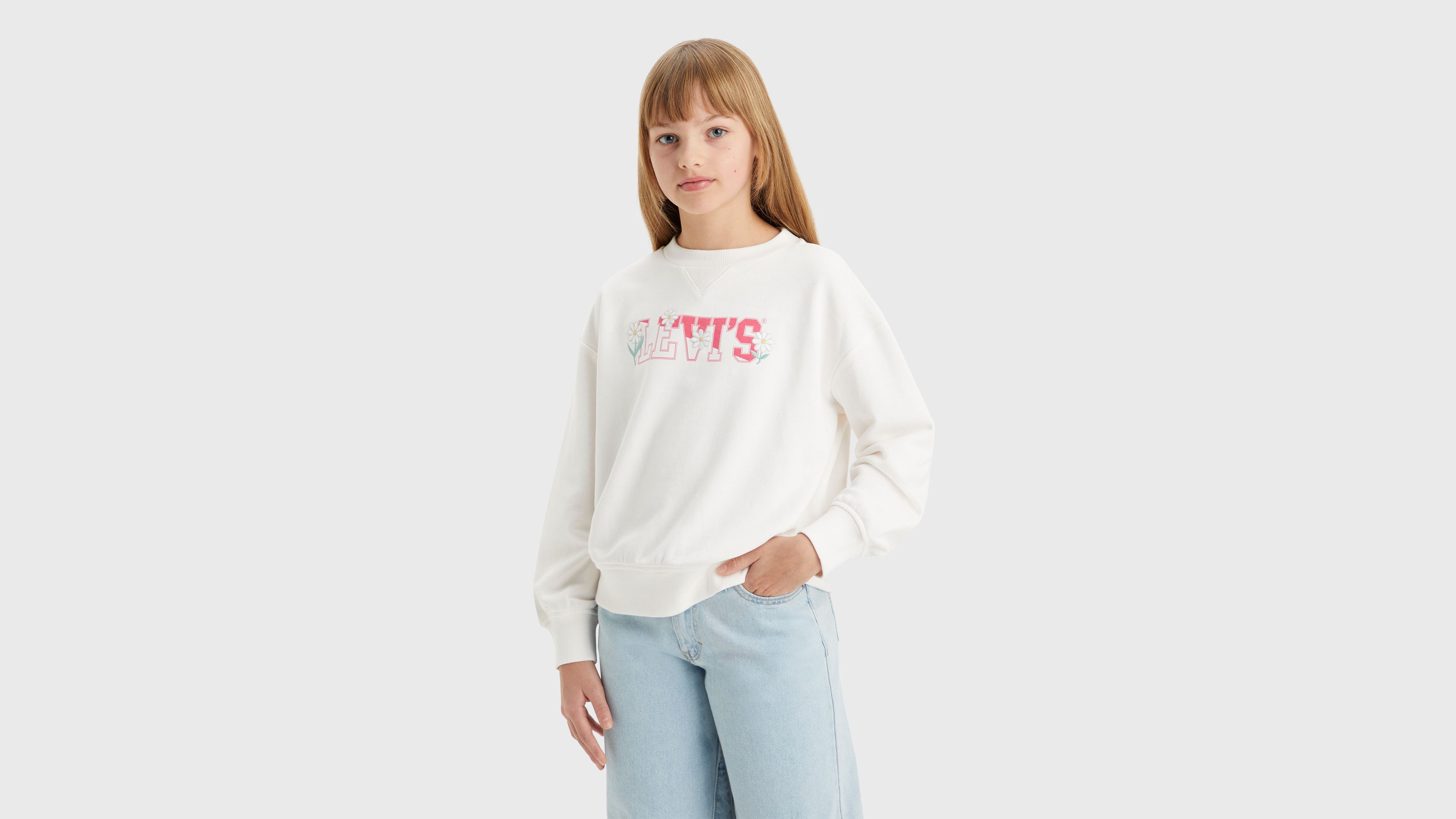 Ado sweat-shirt à col rond - Sugar Swizzle - Blanc