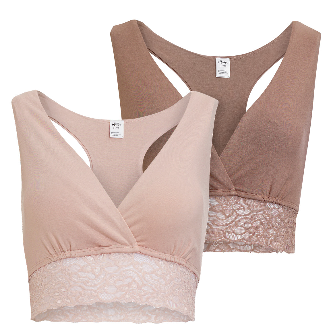 Gina Mama 2 Damen Still-Bustiers mit Spitze rosa / braun