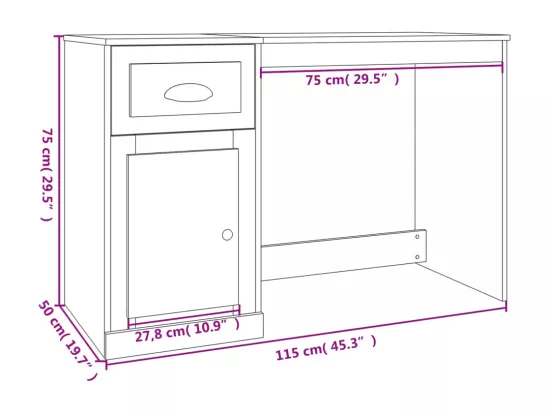 Bureau avec tiroir blanc 115x50x75 cm bois d'ingénierie