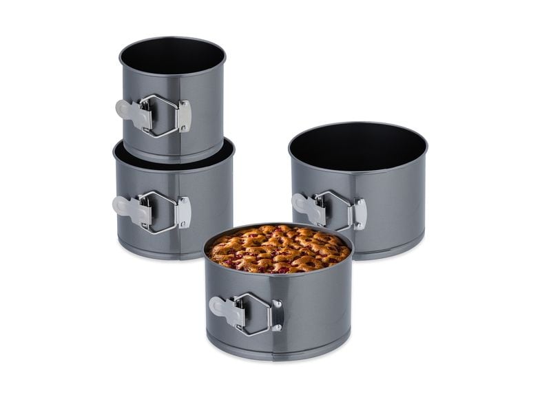 relaxdays Springform 12 cm/14 cm/16 cm/18 cm, Anthrazit Runde Kuchenbackformen