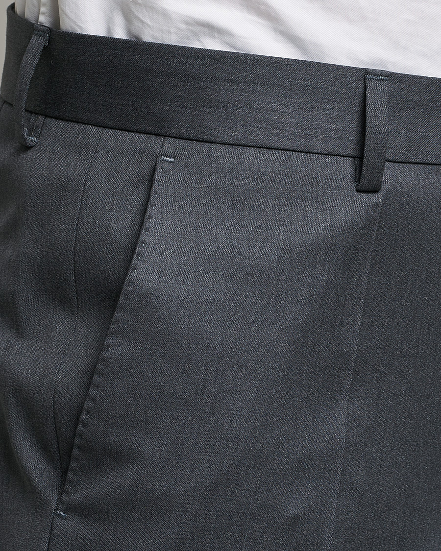 Genius Slim Fit Wool Trousers Dark Grey