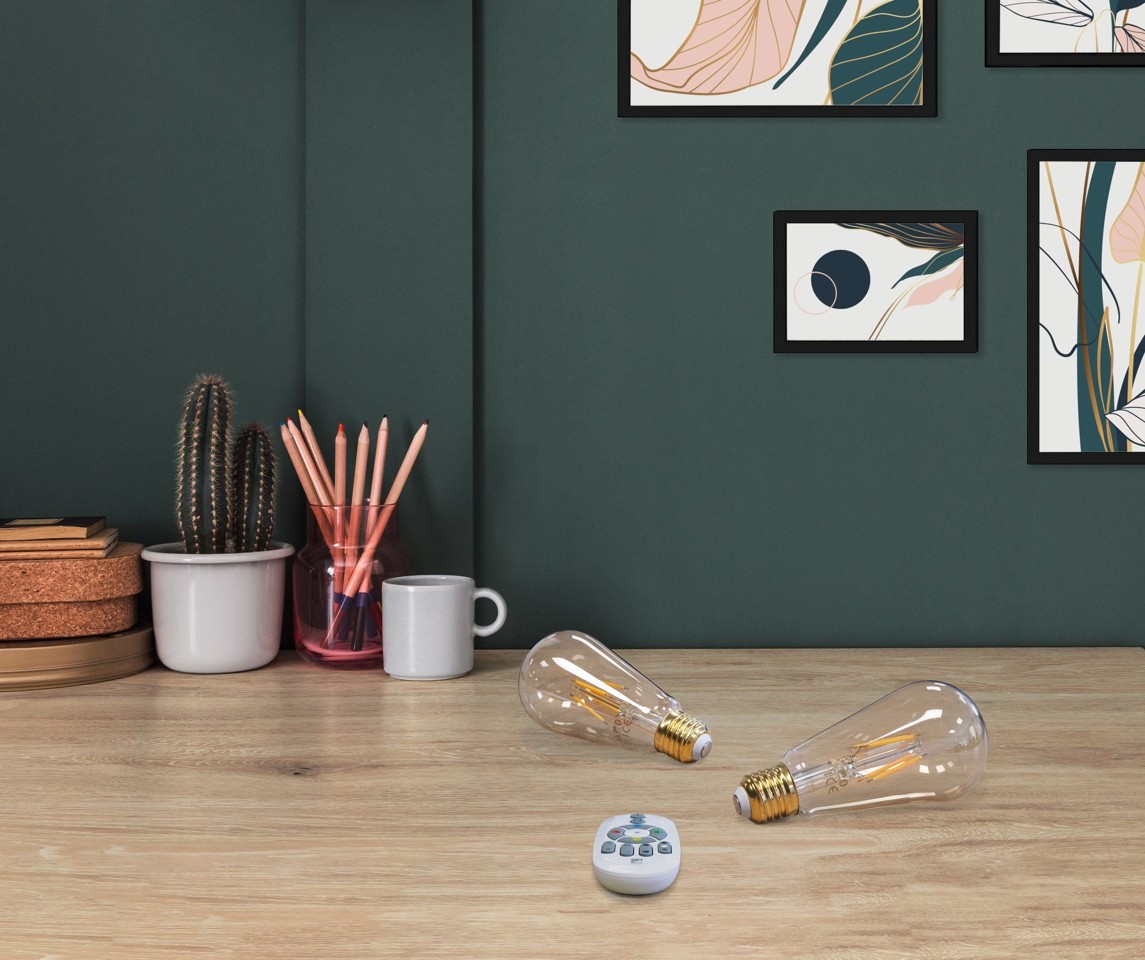 EGLO - Sæt 2x E27 ST64 amber, fjernbetjening - Varm hvid - Zigbee, Bluetooth