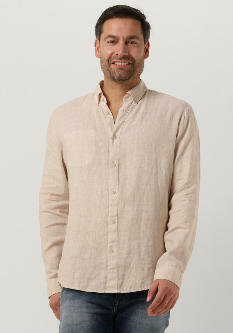 BUTCHER OF BLUE beige butcher of blue casual overhemd robbins linen clean shirt