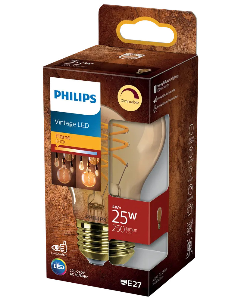PHILIPS Filament 4W A60 E27 Gold dæmpbar