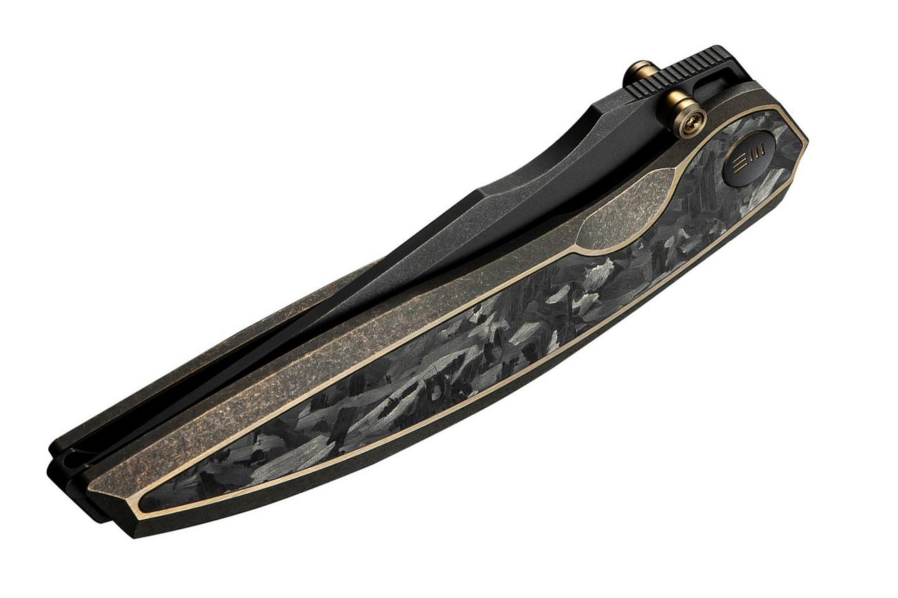 WE Knife Quinseris WE23093-2 Black Stonewashed Bronze Titanium Shredded Carbon Inlay, zakmes