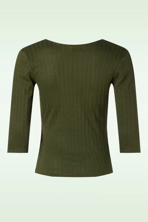 Vintage Chic for Topvintage Gwenn kabel gebreide top in mosgroen