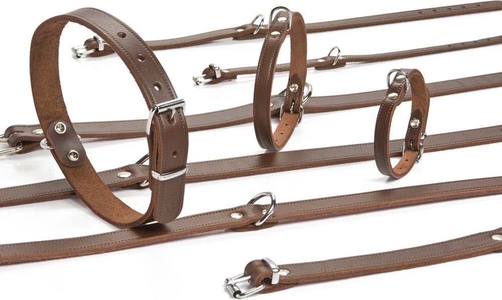 Beeztees hondenhalsband leer L bruin 37 cm