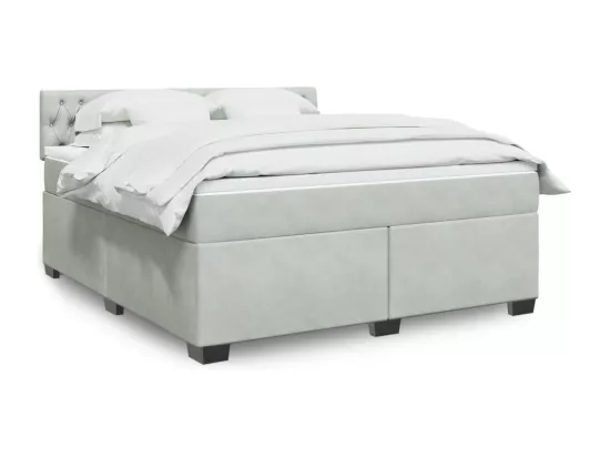 Sommier à lattes de lit et matelas Gris clair 180x200cm Velours