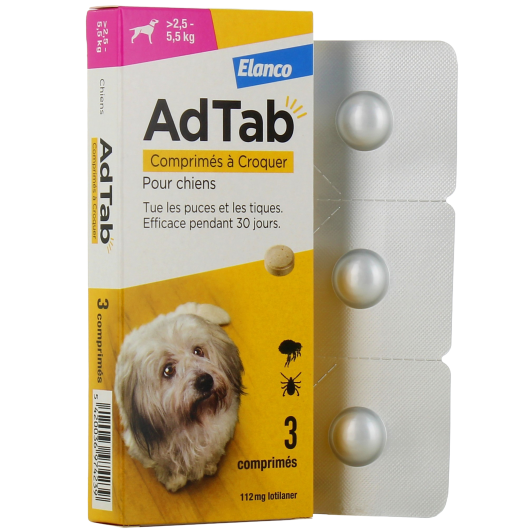 AdTab Chien comprimé anti puces et tiques - Antiparasitaire