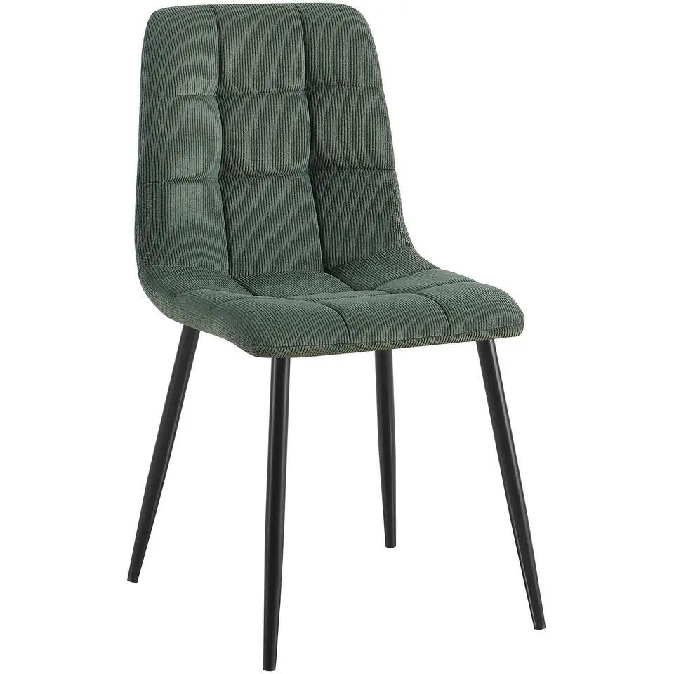 CLP Eetkamerstoel Antibes zwart Frame - Ribstof - groen