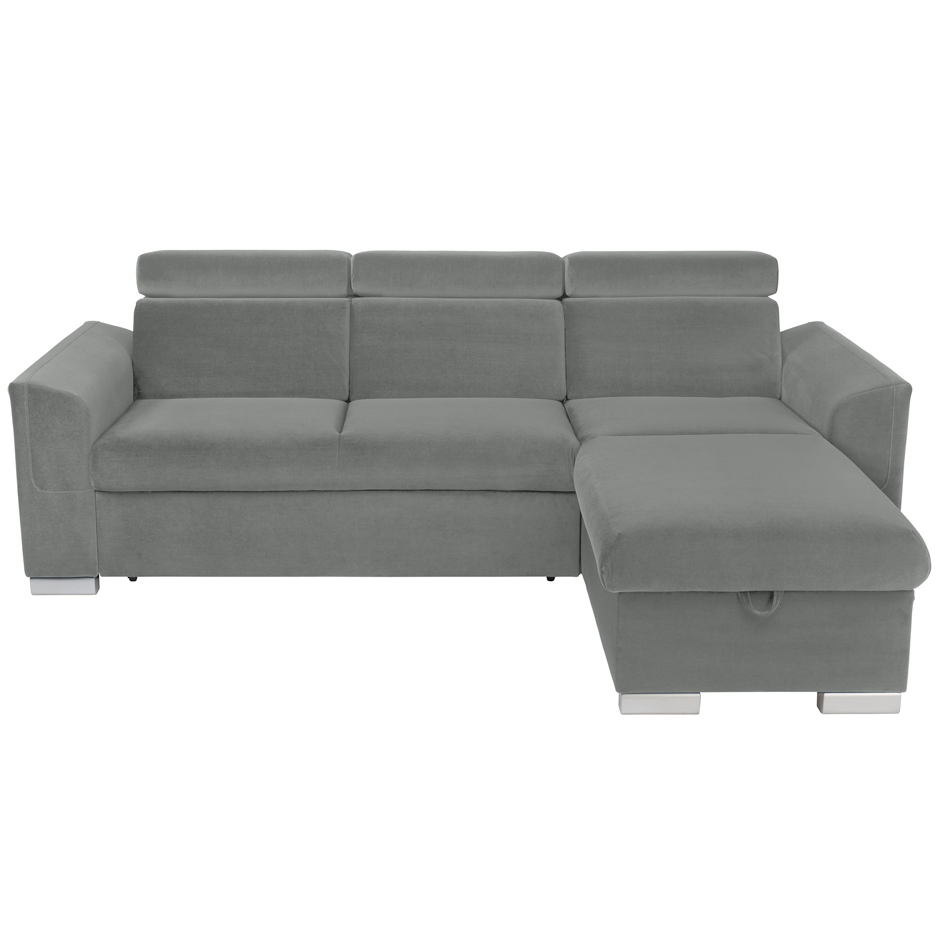 Ecksofa - grey - mit Kissen - Liegefunktion und Staukasten